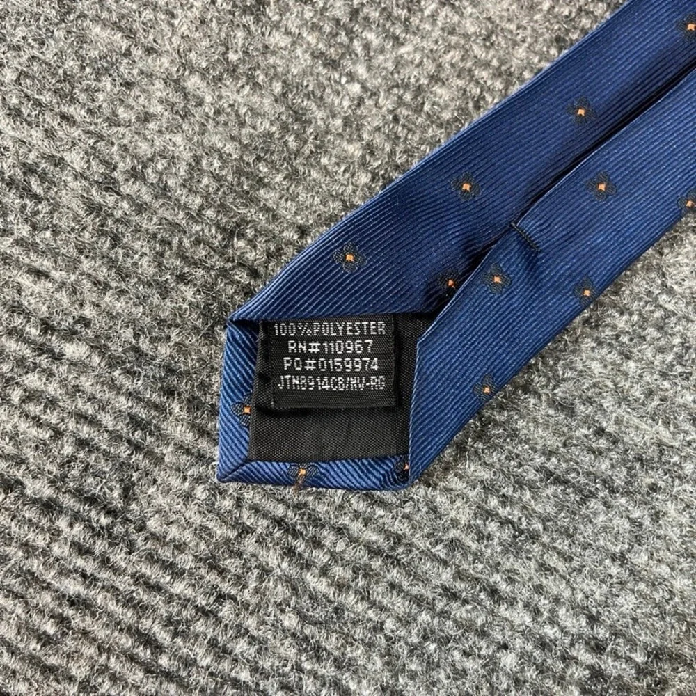 Stan Herman JetBlue Navy Blue Floral Geometric Uniform Necktie 60 Inch
